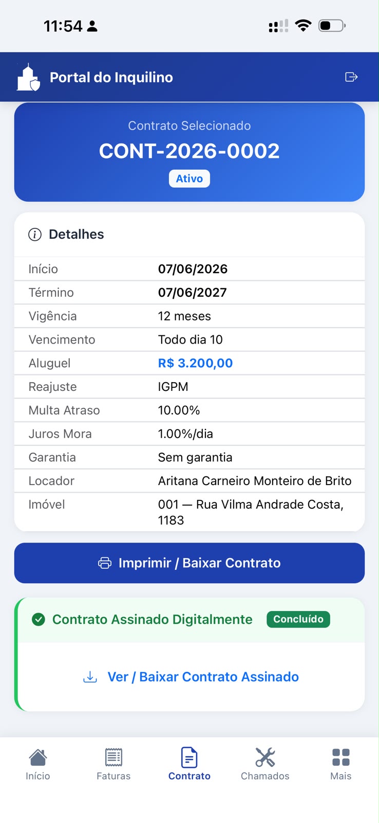 Status contrato